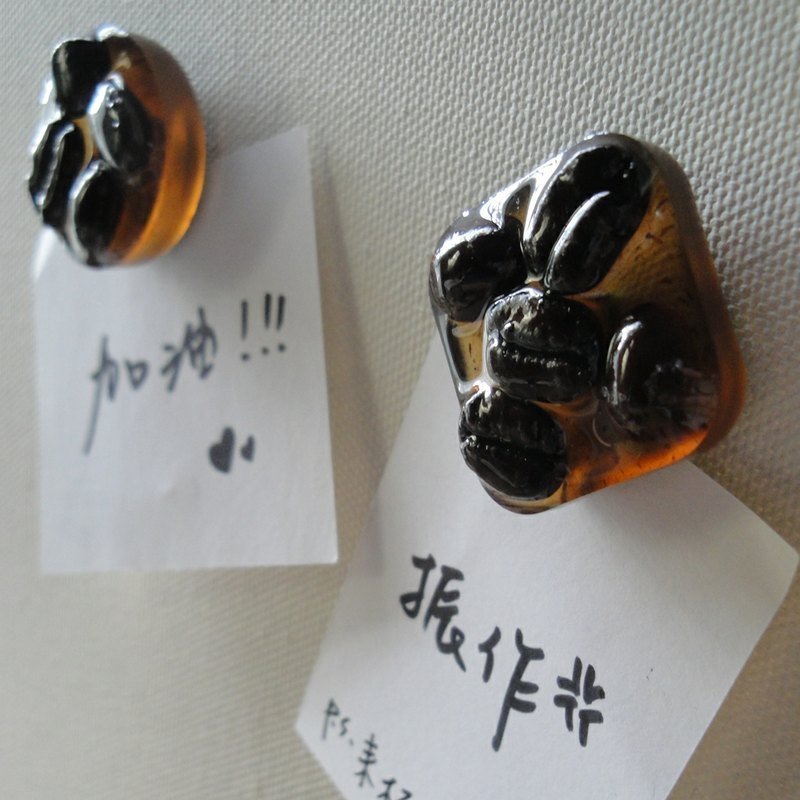 冻结咖啡的瞬间- 咖啡豆磁铁 - 特殊材质 - 一组两入(一圆一方) - 冰箱贴/磁贴 - 其他材质 咖啡色