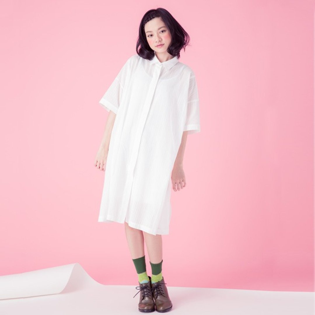许许儿♪夏日流光汽泡水纯净绑带衬衫 - 女装衬衫 - 其他材质 