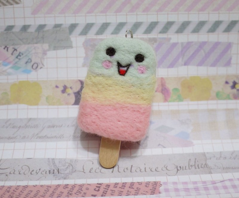 羊毛毡三色冰棒 钥匙圈/ 项链/ 功能择一 可以自己配色唷 - 钥匙链/钥匙包 - 羊毛 多色