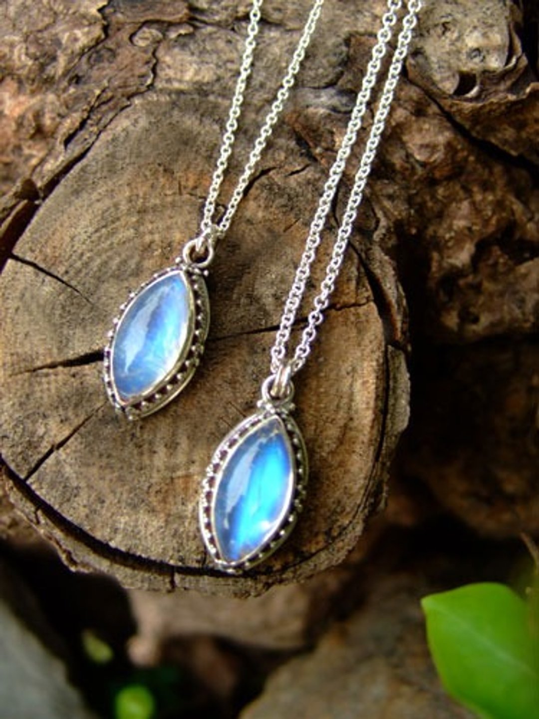 ♦My.Crystal♦蓝色月光石手工银坠 - 项链 - 宝石 蓝色