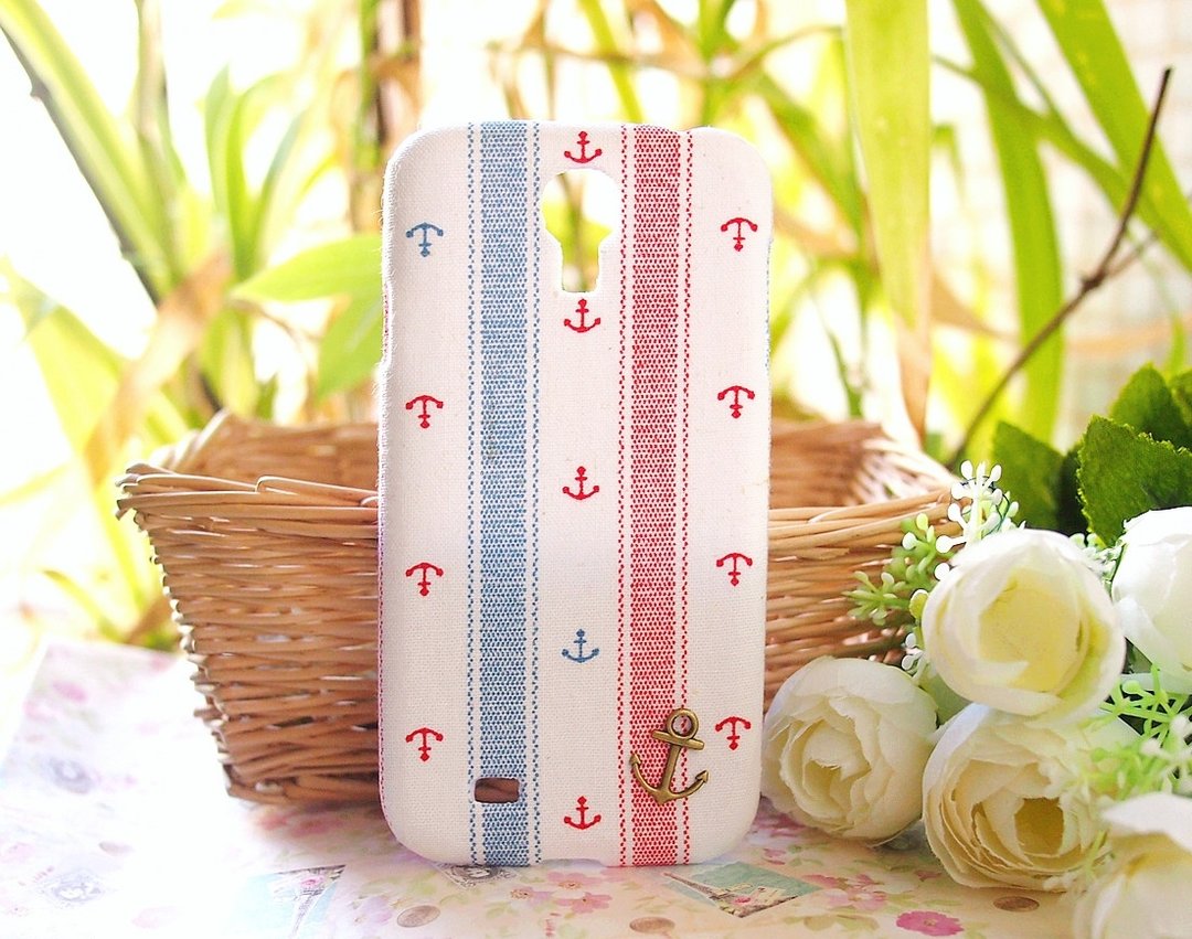 布艺 浅蓝海洋风船锚保护壳 手机壳 Samsung Galaxy Note 5 Note 4 Note3 Note2 Note iPhone 6 6 plus 6+ 5s 5 4s 4 - 手机壳/手机套 - 其他材质 白色