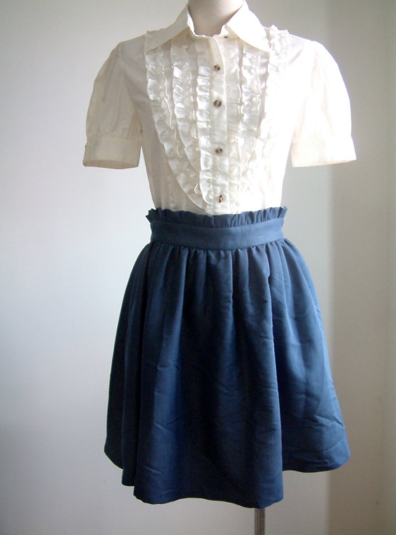 膝上细褶裙-藏蓝 - 裙子 - 其他材质 蓝色