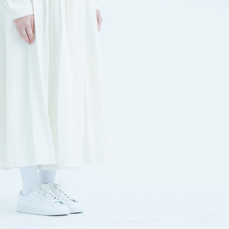 棉麻百褶阔腿裙裤 (需预订) - 女装长裤 - 棉．麻 白色