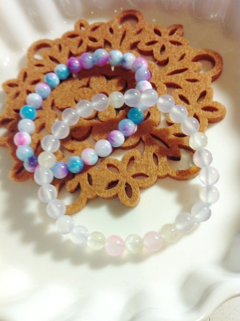 耀眼-紫玛瑙＋月光石＋粉晶 - 手链/手环 - 宝石 紫色