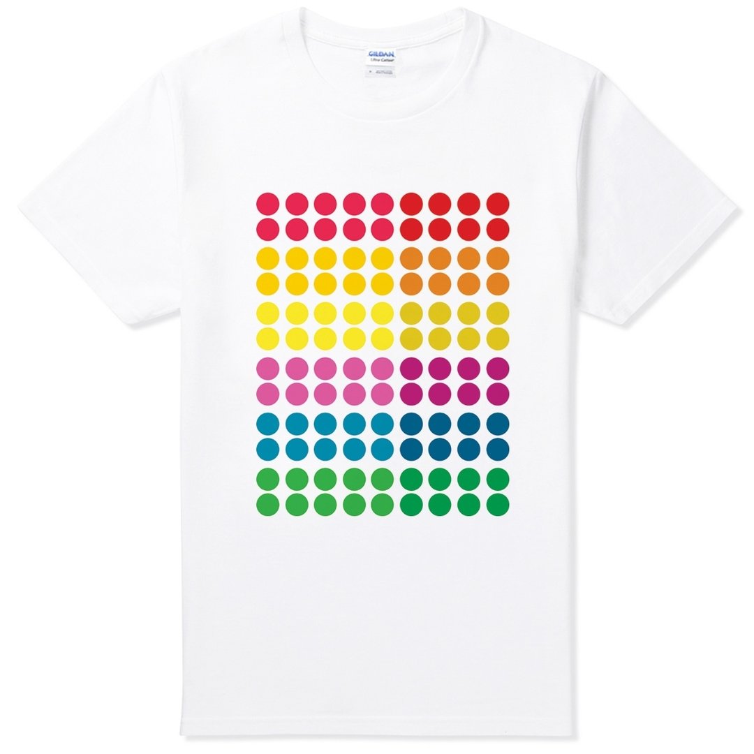 Colorful Pastel Dots短袖T恤-白色 彩色圆点几何抽象设计自创 - 女装 T 恤 - 棉 白色