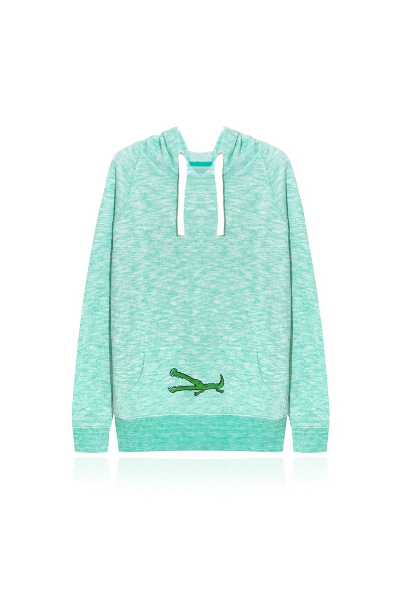 【圣诞礼物】小鳄鱼的难处／麻色薄荷抽绳帽踢 - 女装 T 恤 - 其他材质 绿色