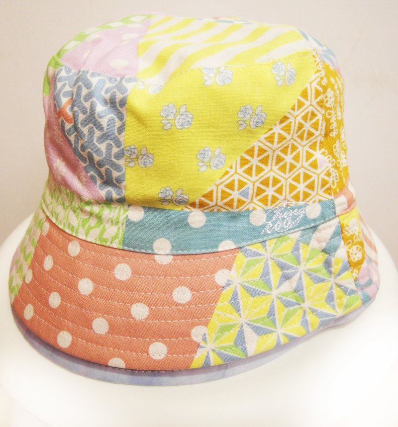 拼布几何渔夫帽 - 帽子 - 棉．麻 多色