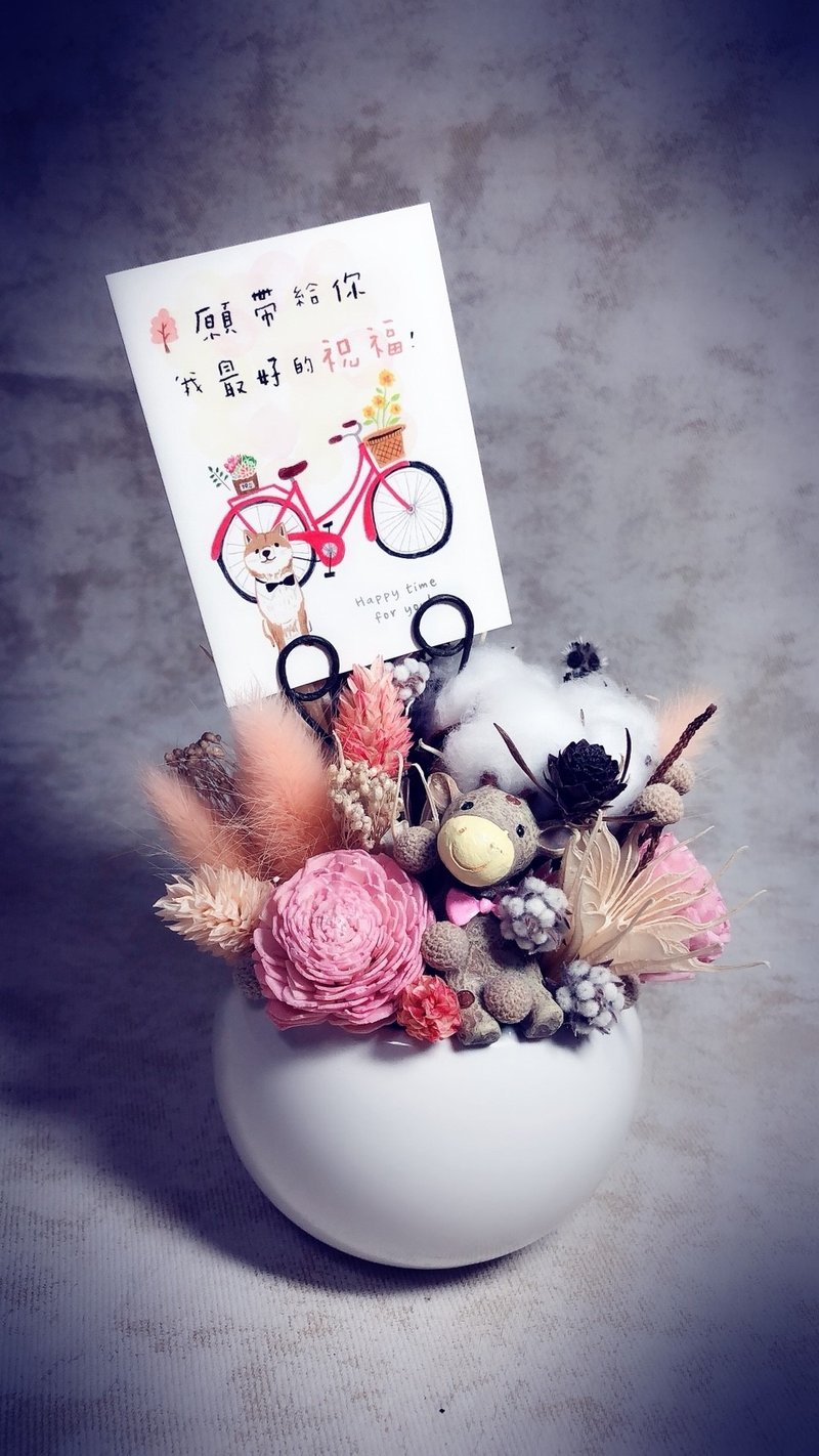  -小花亲亲-小白球贴心叮咛Memo夹(含小卡片)   - 干燥花/捧花 - 瓷 白色