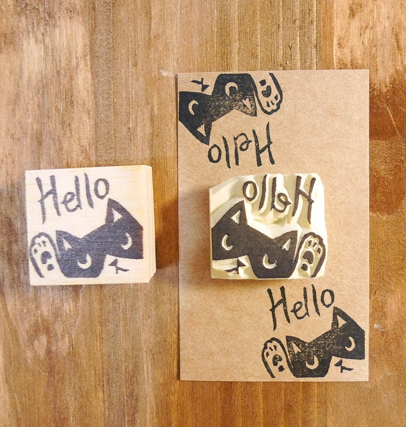 印章-hello猫角落章 - 印章/印台 - 木头 卡其色