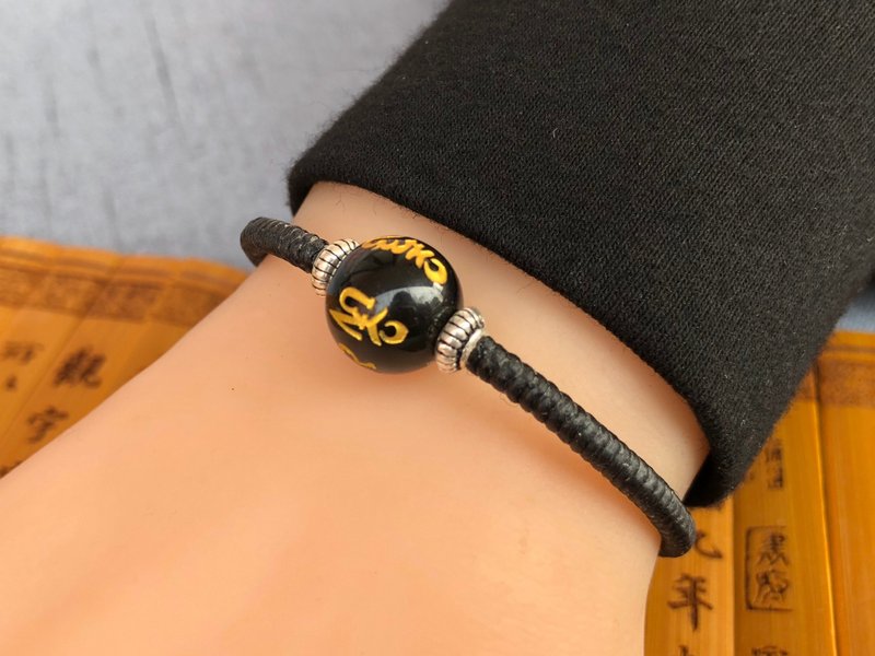 六字真言金刚结手绳 - 手链/手环 - 水晶 黑色