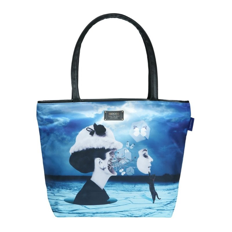 超现实赫本│托特二世│托特包│肩背包│手提包│侧背包 | 防泼水两用包 | 妈妈包│皮革手把 - 侧背包/斜挎包 - 防水材质 蓝色