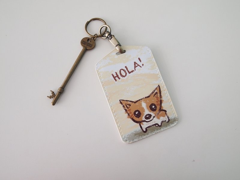 多功能卡套钥匙圈-Hola!柯基 - 证件套/卡套 - 真皮 