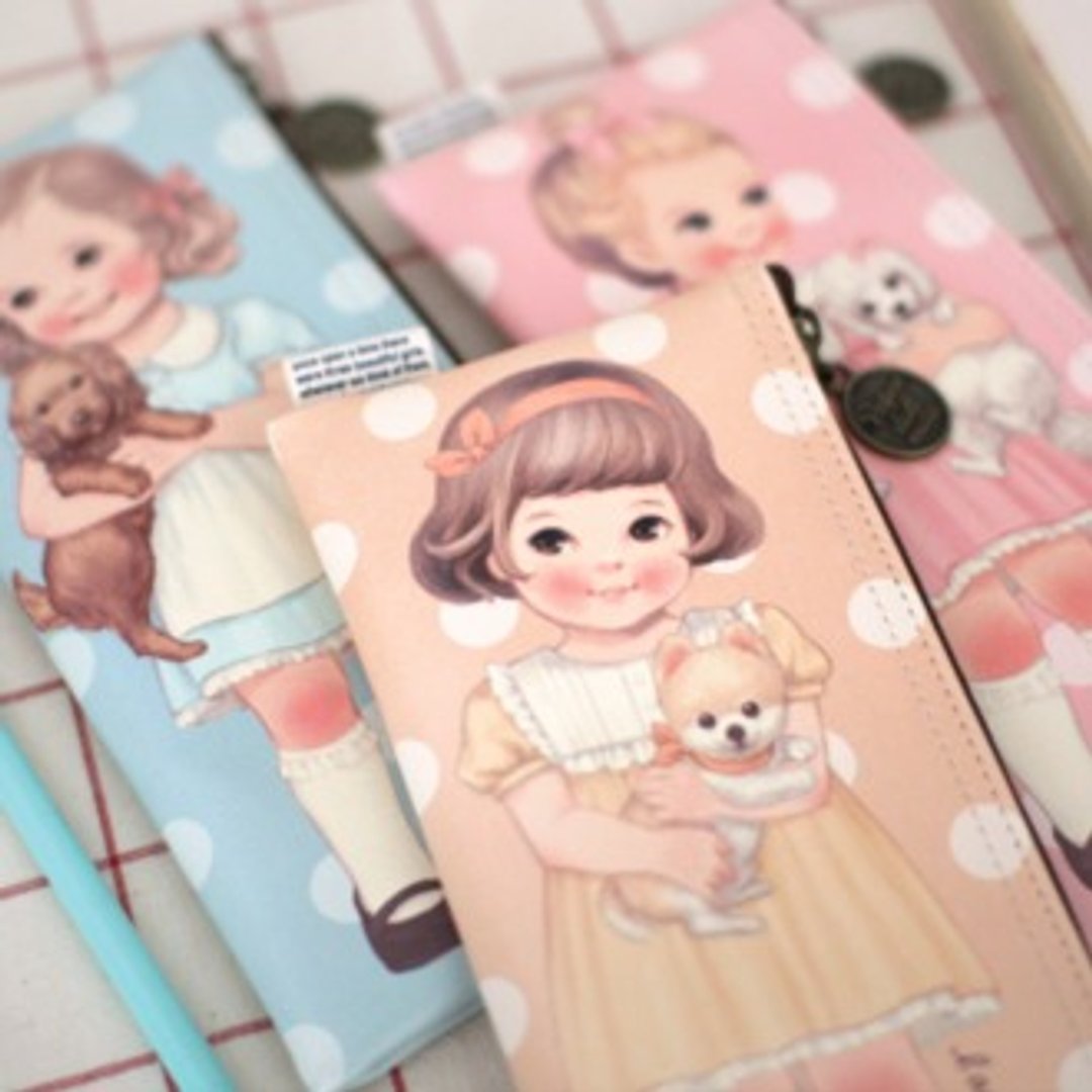 韩国 Afrocat  paper doll mate pencil case 5  笔袋 铅笔盒  - 铅笔/自动铅笔 - 人造皮革 蓝色