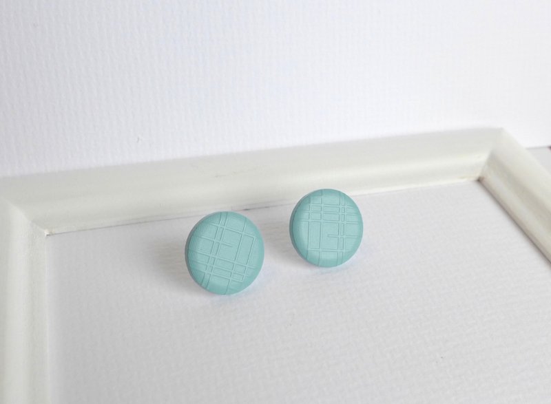 【N.U. Studio】线条圆圆耳环--浅蓝 - 耳环/耳夹 - 其他金属 蓝色