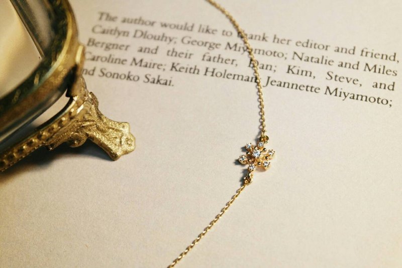 ::女孩系列:: 玫瑰银雪 锆石极细手链 - 手链/手环 - 宝石 