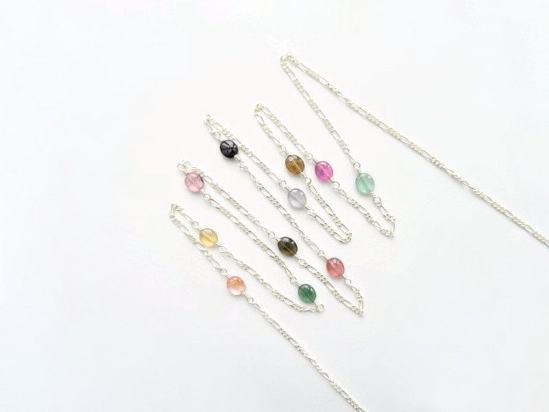 天然多彩碧玺 纯银项链 长链 | 仙女座星系 Andromeda Galaxy - 长链 - 宝石 多色