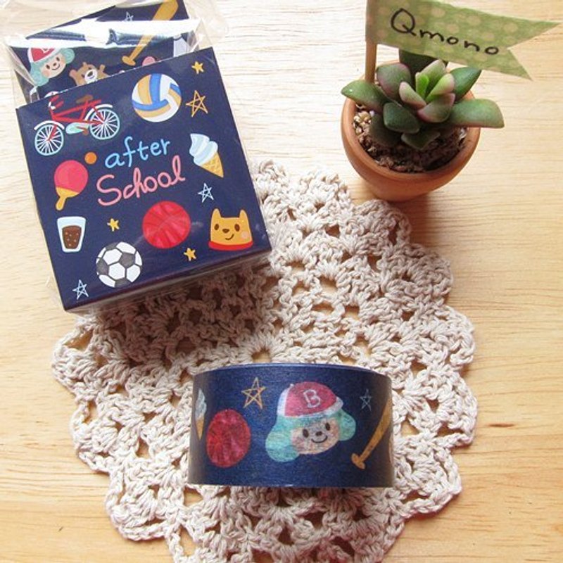 Qmono x Nicko妮可 联名纸胶带【After School (QMT-N06)】 - 纸胶带 - 纸 蓝色