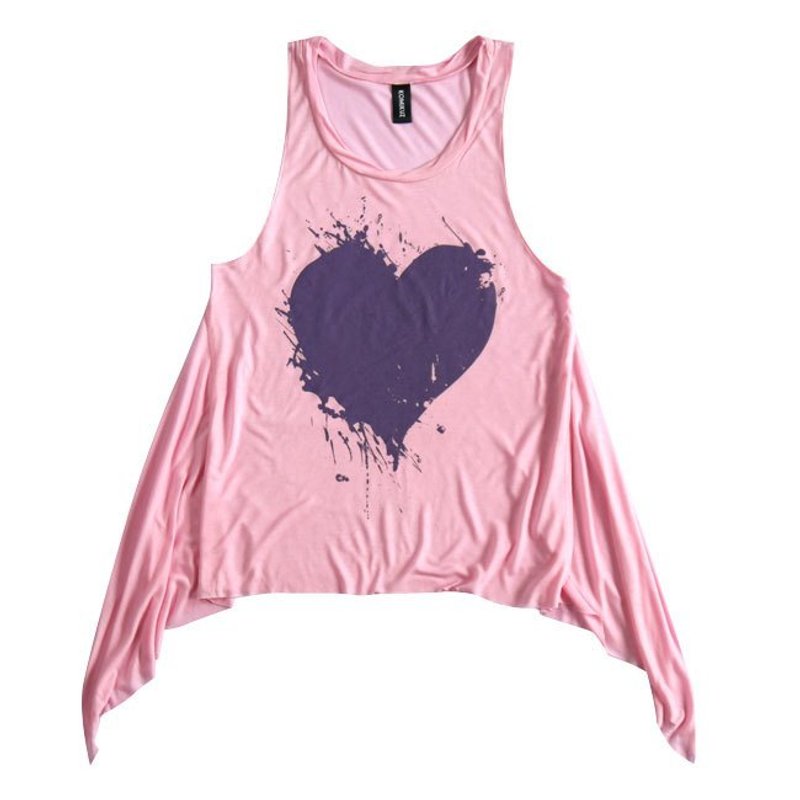 女装款-泼溅爱心剪接ＴＥＥ-浅粉色-单一尺寸 - 女装 T 恤 - 其他材质 粉红色