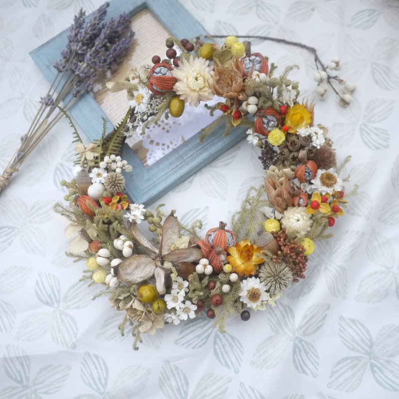 未完待续 | 秋日。丰收  花圈 干燥花 果实 拍摄道具 墙面装饰 礼物 送礼 婚礼布置 - 墙贴/壁贴 - 植物．花 