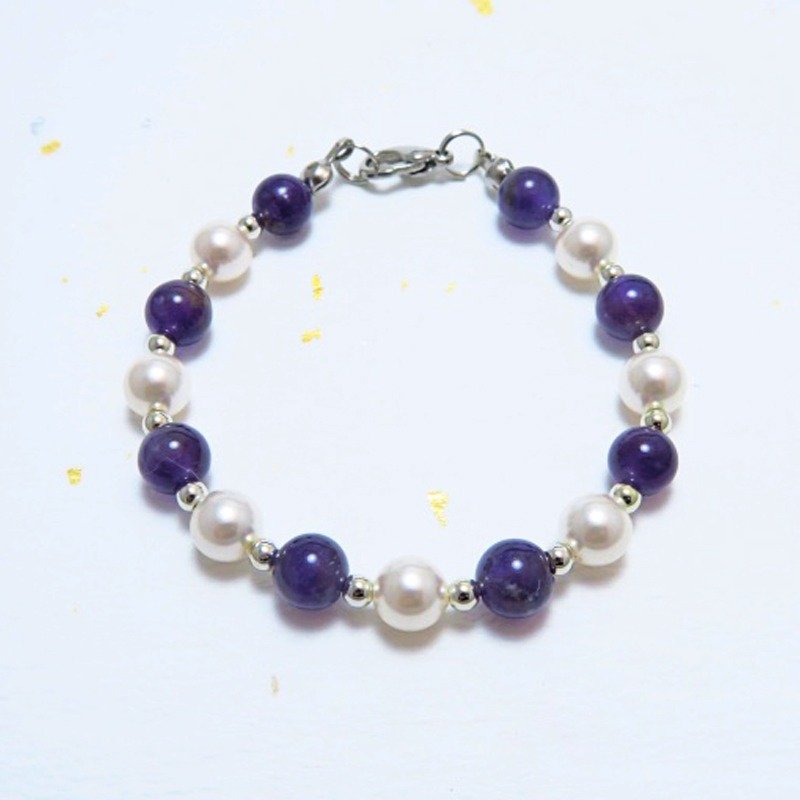 紫微醺 ◆ purple - 施华洛世奇水晶珍珠 / 天然矿石 /  手链 手环 礼物定制设计 - 金工/饰品 - 其他材质 紫色
