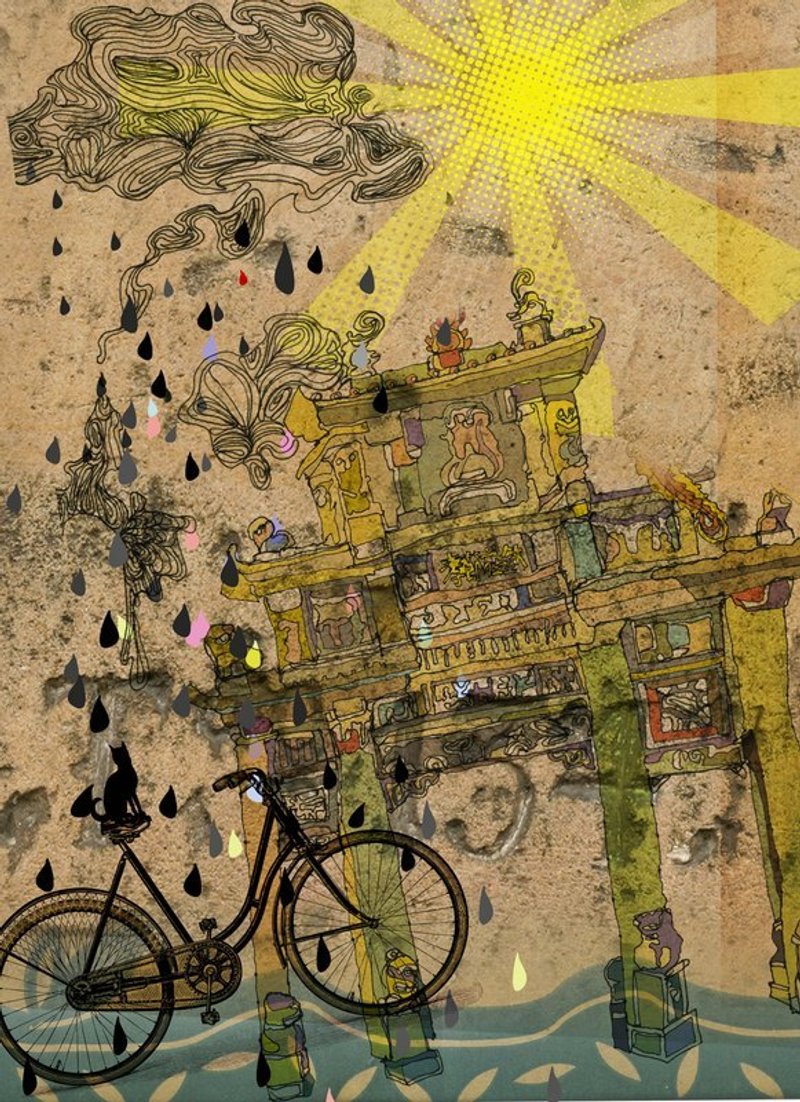 明信片POSTCARDs。FABULOUS ILLUSTRATIONS 金门。贞节牌坊。送古地图封套唷。 - 卡片/明信片 - 纸 卡其色