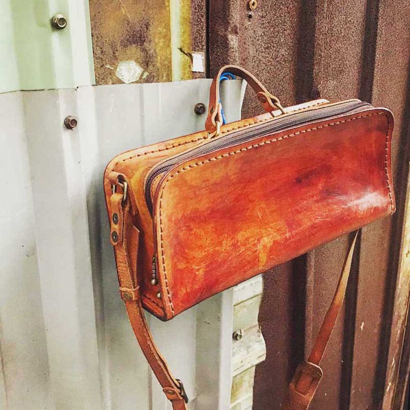 Sienna(皮箱系列)职人工具手工真皮小皮箱 - 行李箱/行李箱保护套 - 真皮 咖啡色