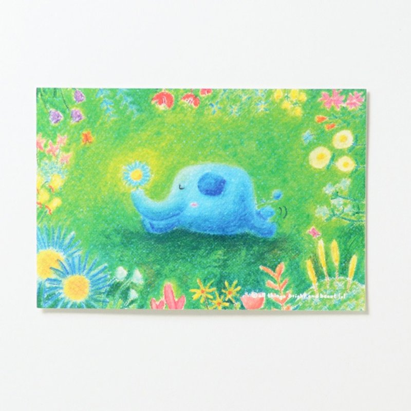 花园小象明信片 - 卡片/明信片 - 纸 绿色