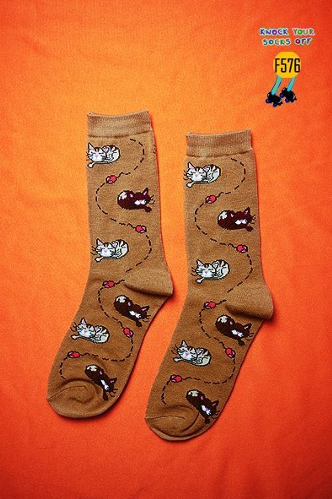 猫咪zz袜!!夏漪眺=knock your socks off !! - 袜子 - 其他材质 金色