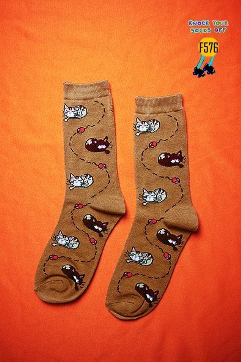 猫咪zz袜!!夏漪眺=knock your socks off !! - 袜子 - 其他材质 金色