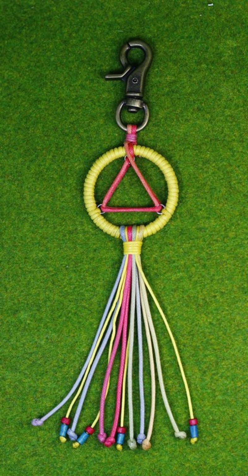 TvT／三角形捕梦网古铜扣 - 钥匙链/钥匙包 - 棉．麻 黄色