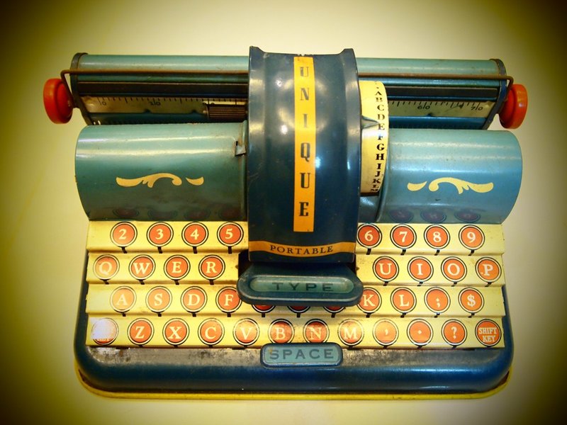 1940 Antique tin toy typewriter 阿公级老古董铁皮玩具打字机 - 摆饰 - 其他材质 蓝色
