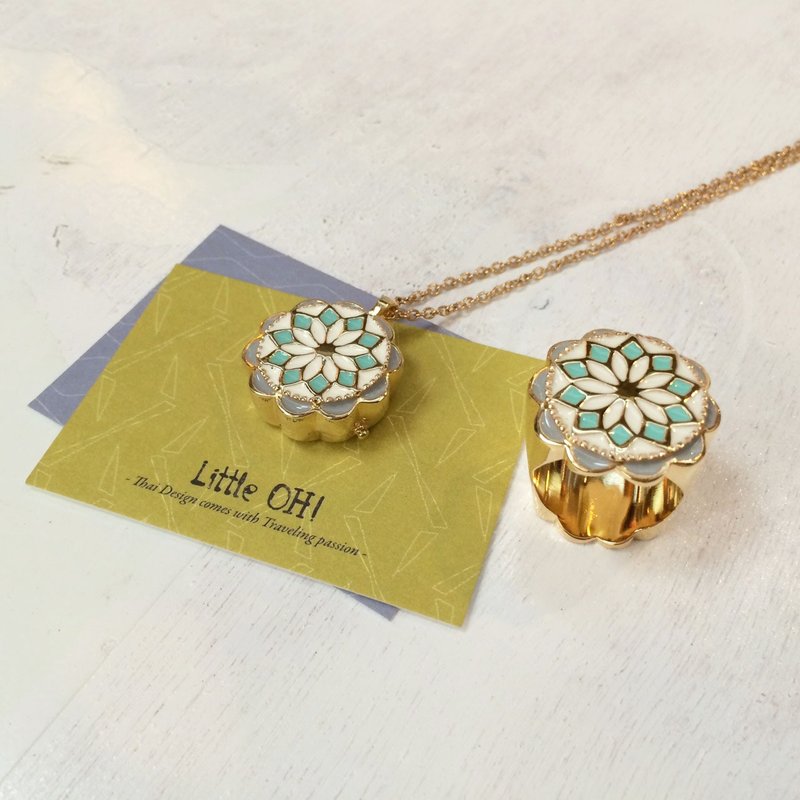 古典花饰品 make a wish --- 粉灰蓝色 - 项链 - 其他金属 蓝色