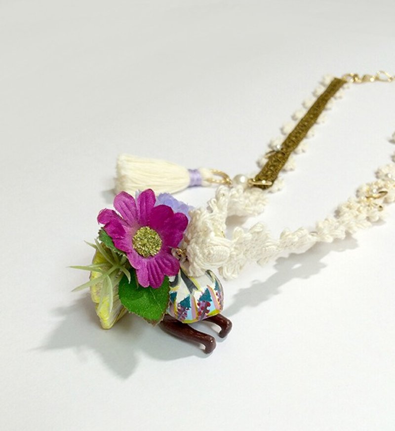 香菇少女物语项链-花洋装 - 项链 - 压克力 绿色