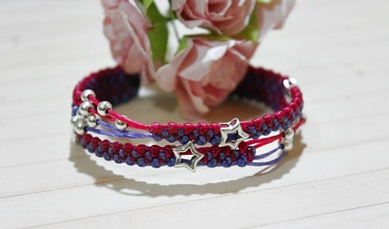 泰国蚕丝蜡线X银饰_繁星点点 //可以自选颜色// - 手链/手环 - 蜡 蓝色