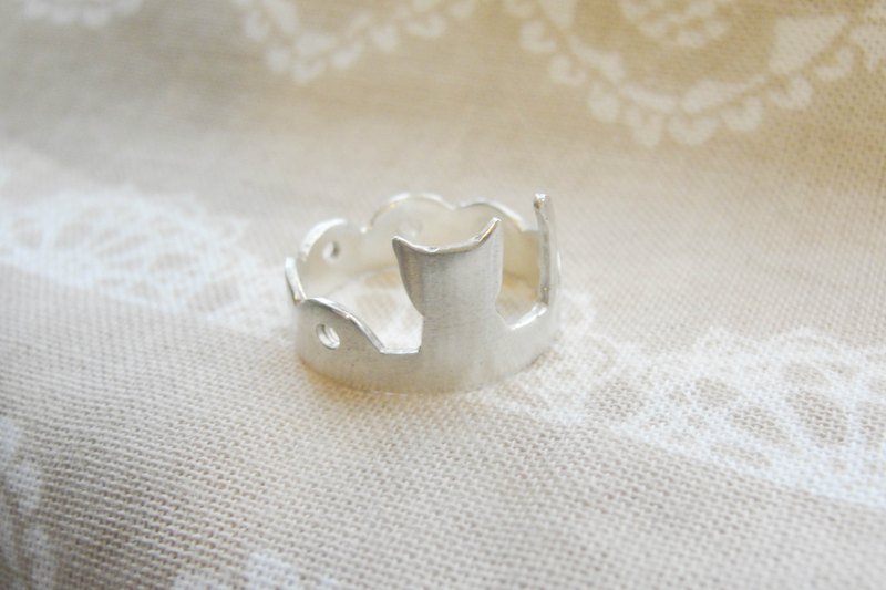 *forest*纯银925蕾丝猫戒指～经典造型手工打造【S04】 - 戒指 - 其他金属 