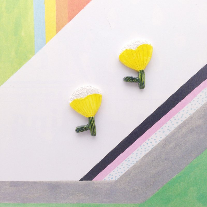 鸟语花香系列-淡然黄白小花胸针/别针 - 胸针 - 粘土 黄色