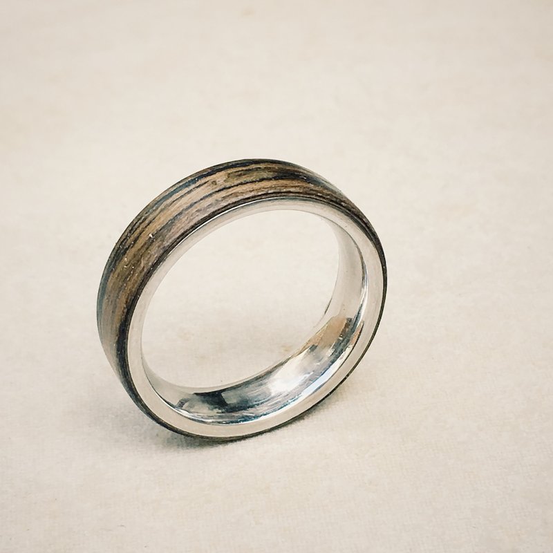 胡桃木钢戒 - 戒指 - 木头 咖啡色