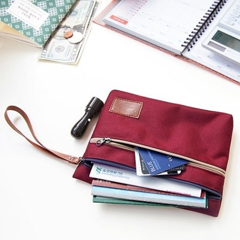 Dessin x Iconic-马卡龙存摺万用收纳包(附腕带)-酒红色,ICO81012 - 手提包/手提袋 - 其他材质 红色