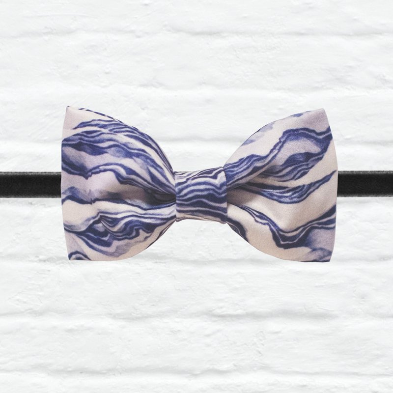 Style 0053 海的调和 印花 系列 领结 Deep sea wave pattern bowtie - 颈链 - 其他材质 蓝色