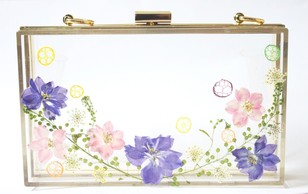 押花手提包 Pressed Flowers Clutch Tailor made - 手拿包 - 植物．花 多色