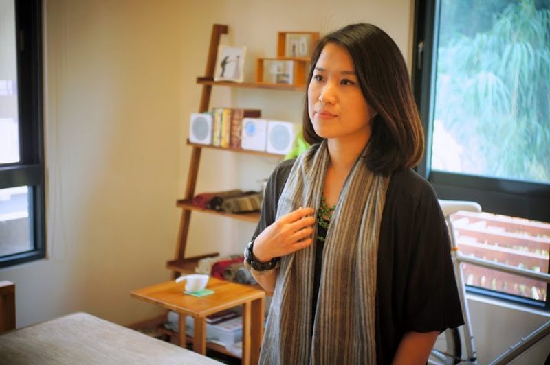 南美洲手工羊驼围巾 蓝灰条纹 - 围巾/披肩 - 其他材质 