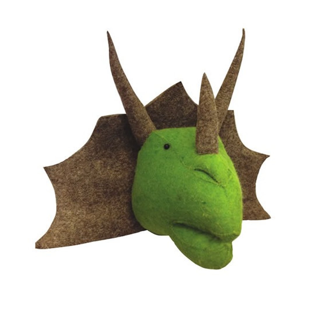【Fiona Walker England】英国童话风格动物头 纯手工壁饰 - 不绝迹三角龙(Triceratops Head) 喜欢恐龙的别错过！ - 墙贴/壁贴 - 其他材质 绿色