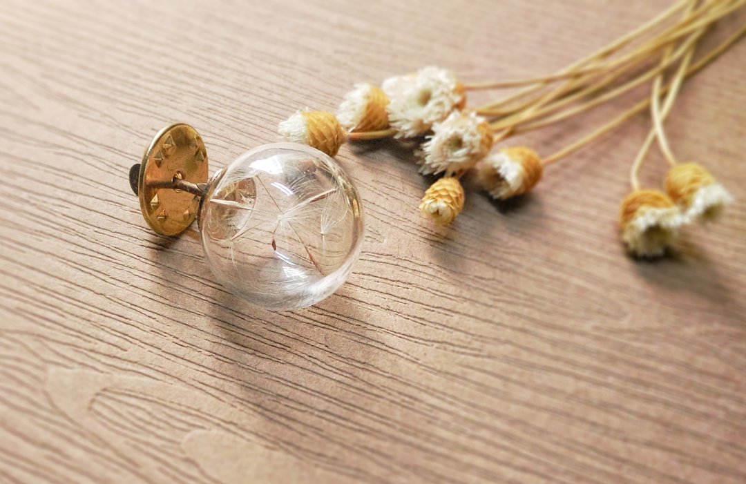 胸针【蒲公英】-XIAO ◆收藏季节系列 16mm 礼物 玻璃 手工 特别 情人节 - 胸针 - 玻璃 橘色