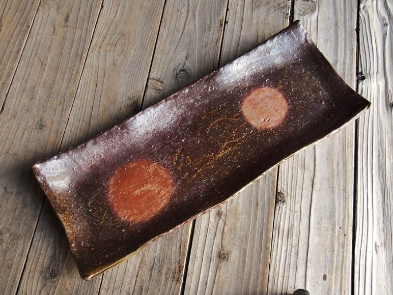 日本冈山备前 陶器 长方盘（大）sr1-012 - 浅碟/小碟子 - 其他材质 咖啡色