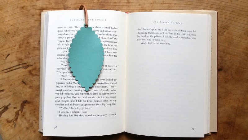 真皮皮革-旅人书签-羊皮Tiffany蓝-免费定制专属英文打字服务 - 其他 - 真皮 蓝色