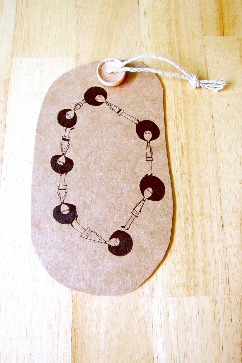 大头症女孩英文字母书签 - O - 卡片/明信片 - 纸 卡其色