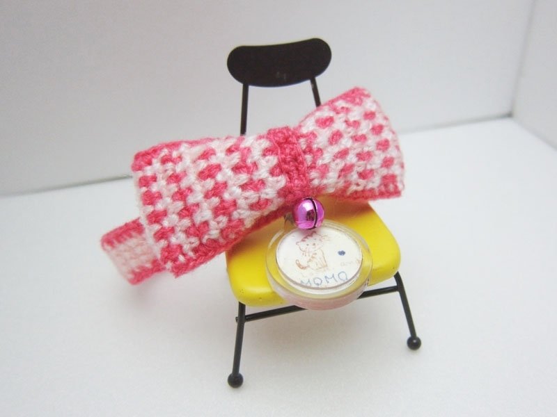 类格子蝴蝶结．猫项圈 - 项圈/牵绳 - 压克力 红色