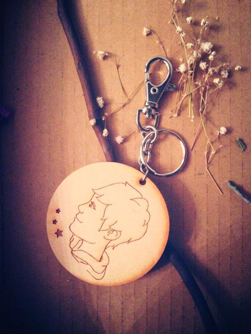 宠物-定制化-结婚-生日-好朋友-圣诞节-交换礼物-单人单面钥匙圈 - 订制画像 - 木头 咖啡色