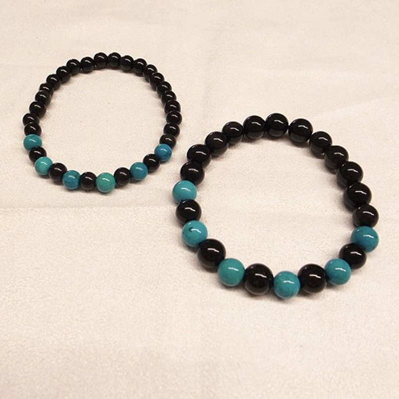 ☽柒夕手作☽【07220-6m】黑曜石搭配蓝绿松石系列 - 金工/饰品 - 其他材质 绿色