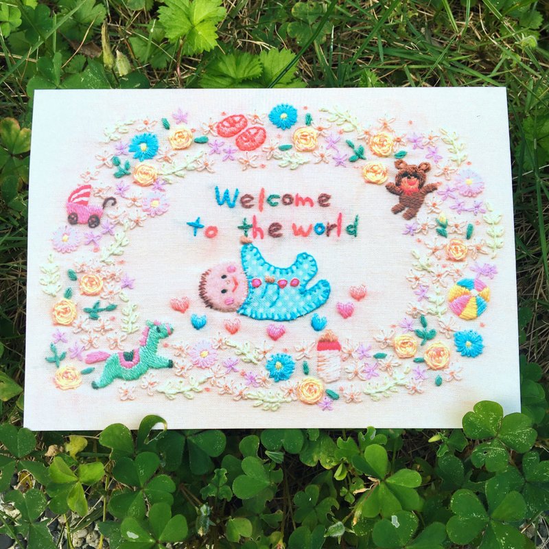 刺绣照片明信片No.8 Baby Boy - 卡片/明信片 - 纸 多色